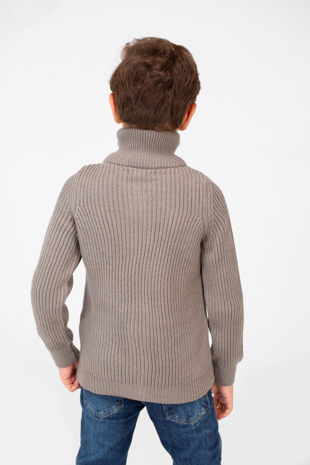 Boy's knit pullover with High Neck And Full Zip