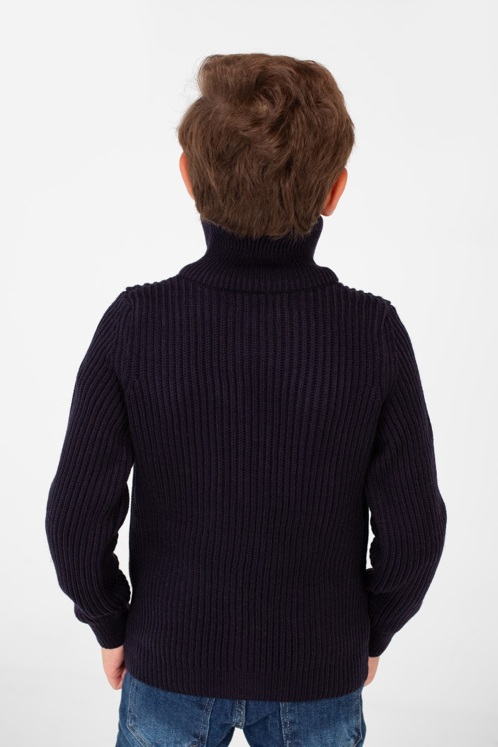 Boy's knit pullover with High Neck And Full Zip