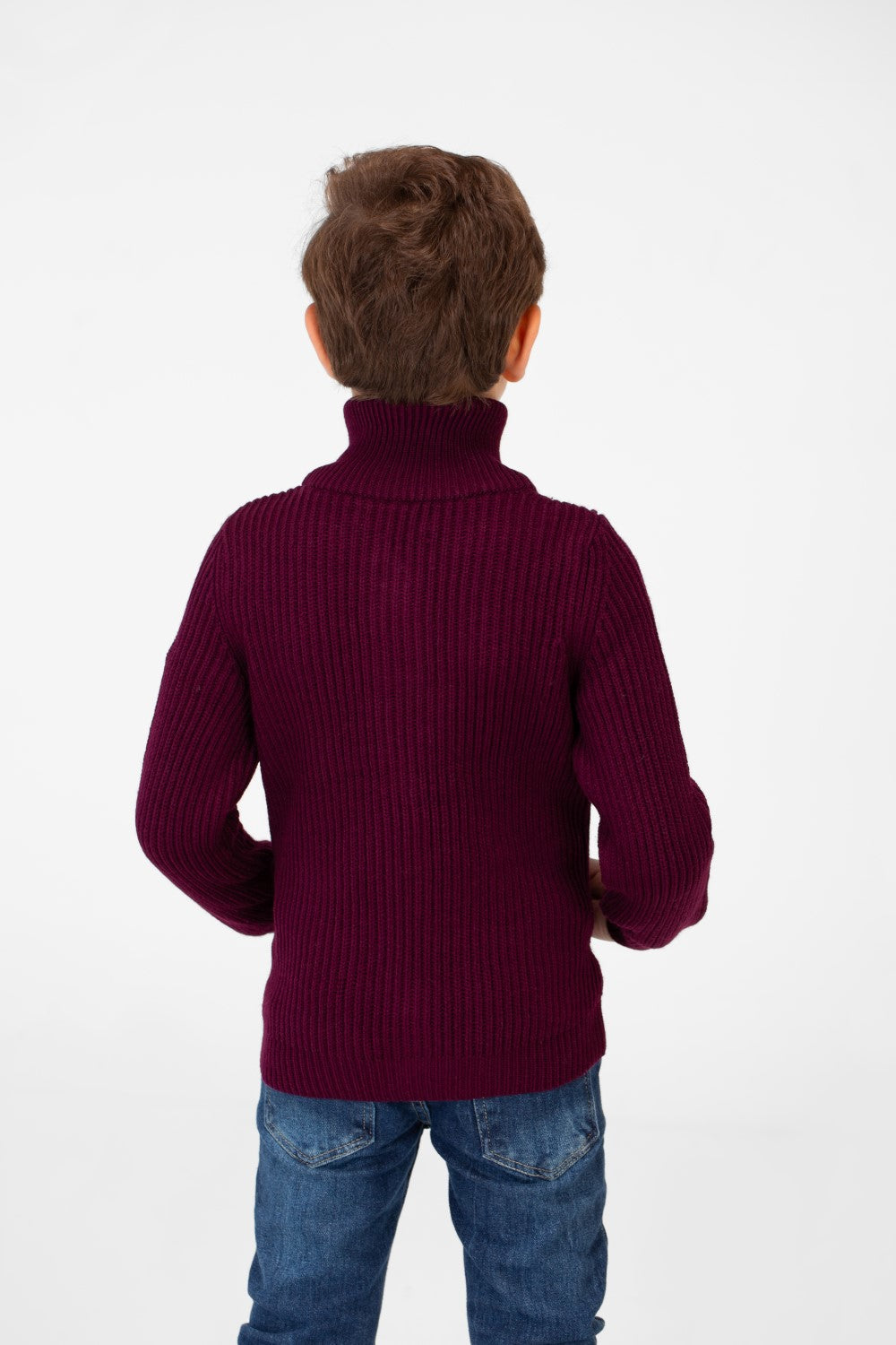 Boy's knit pullover with High Neck And Full Zip