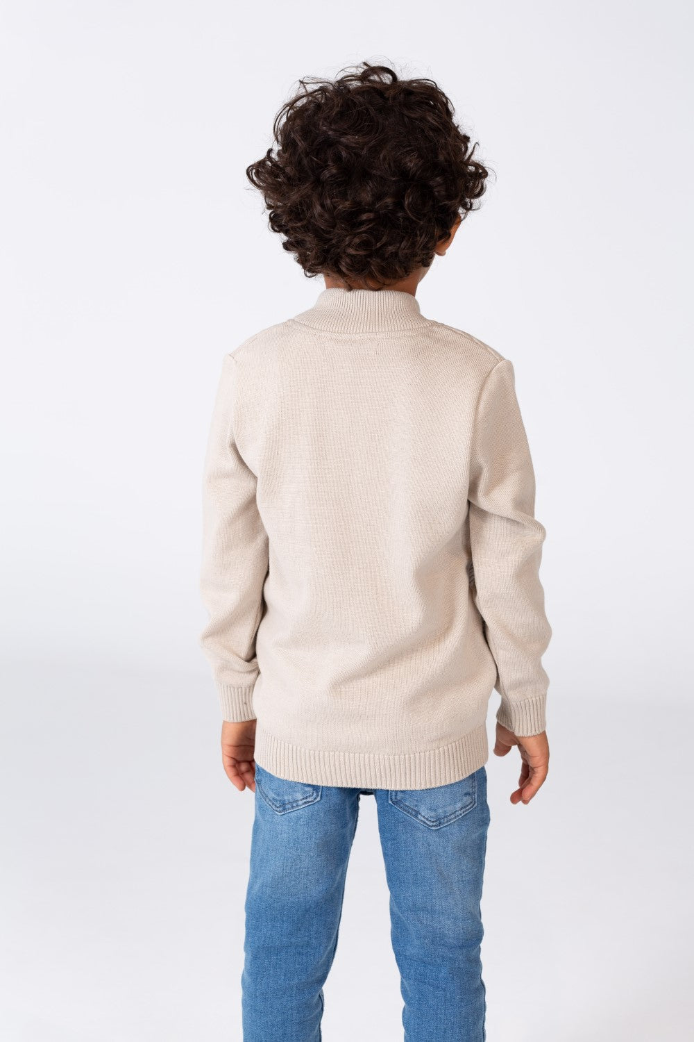 Boy's Round Neck Pullover With Tomato Print And A Zipper On The Front