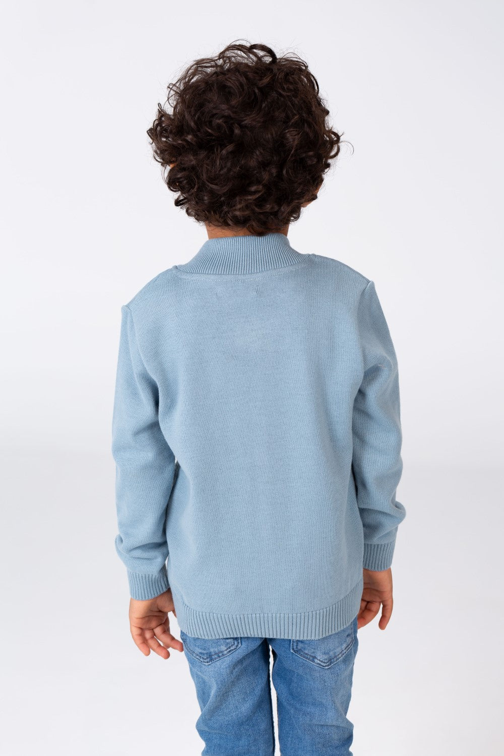 Boy's Round Neck Pullover With Tomato Print And A Zipper On The Front