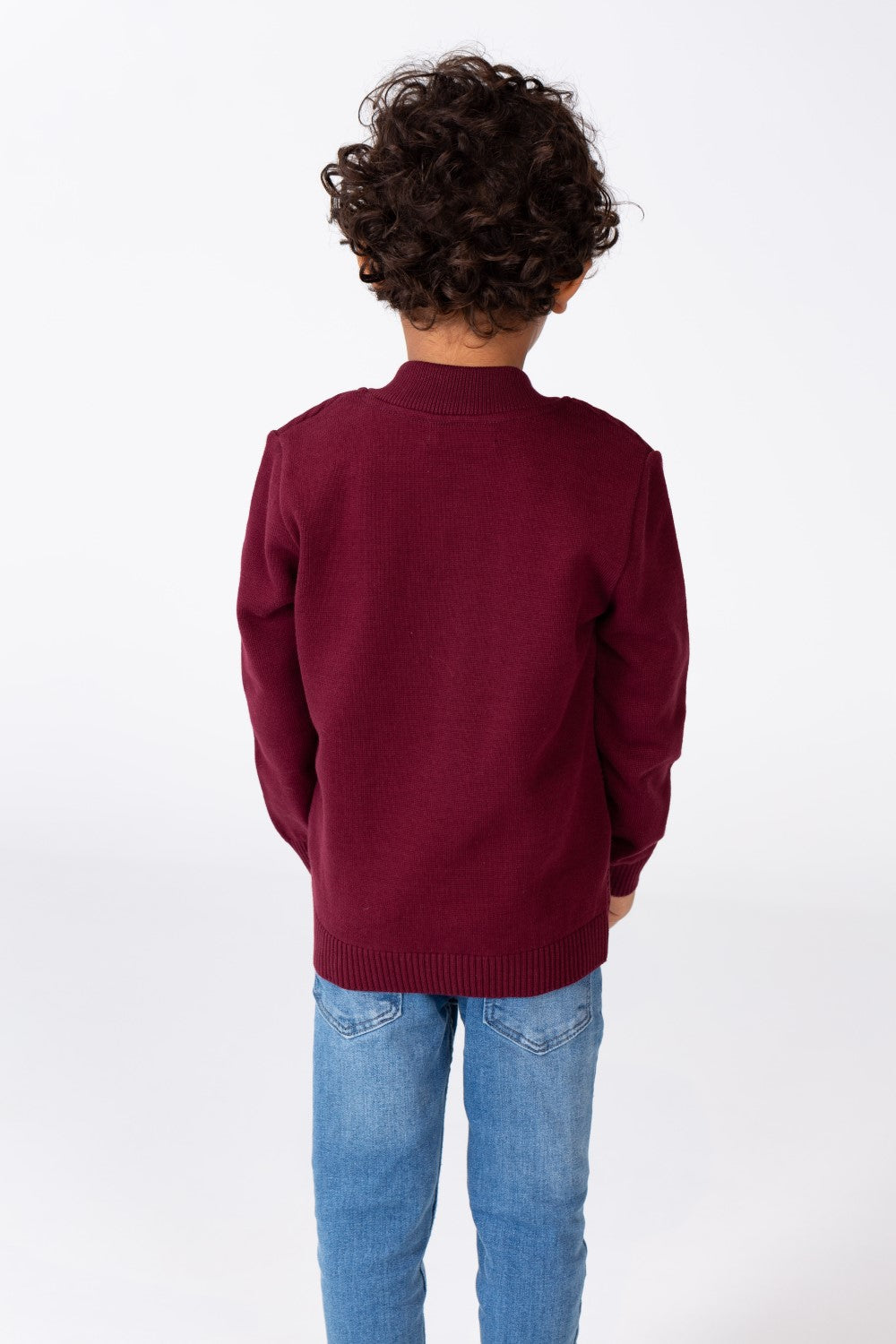 Boy's Round Neck Pullover With Tomato Print And A Zipper On The Front