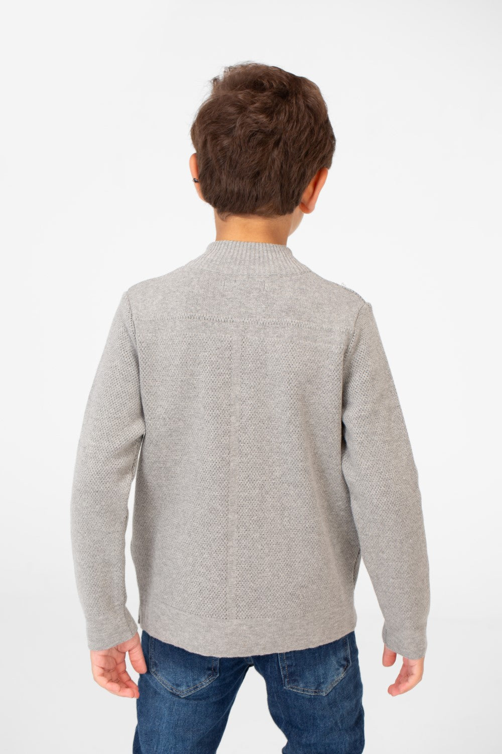 Boy's Cotton Pullover With Full Zip Closure And Pockets