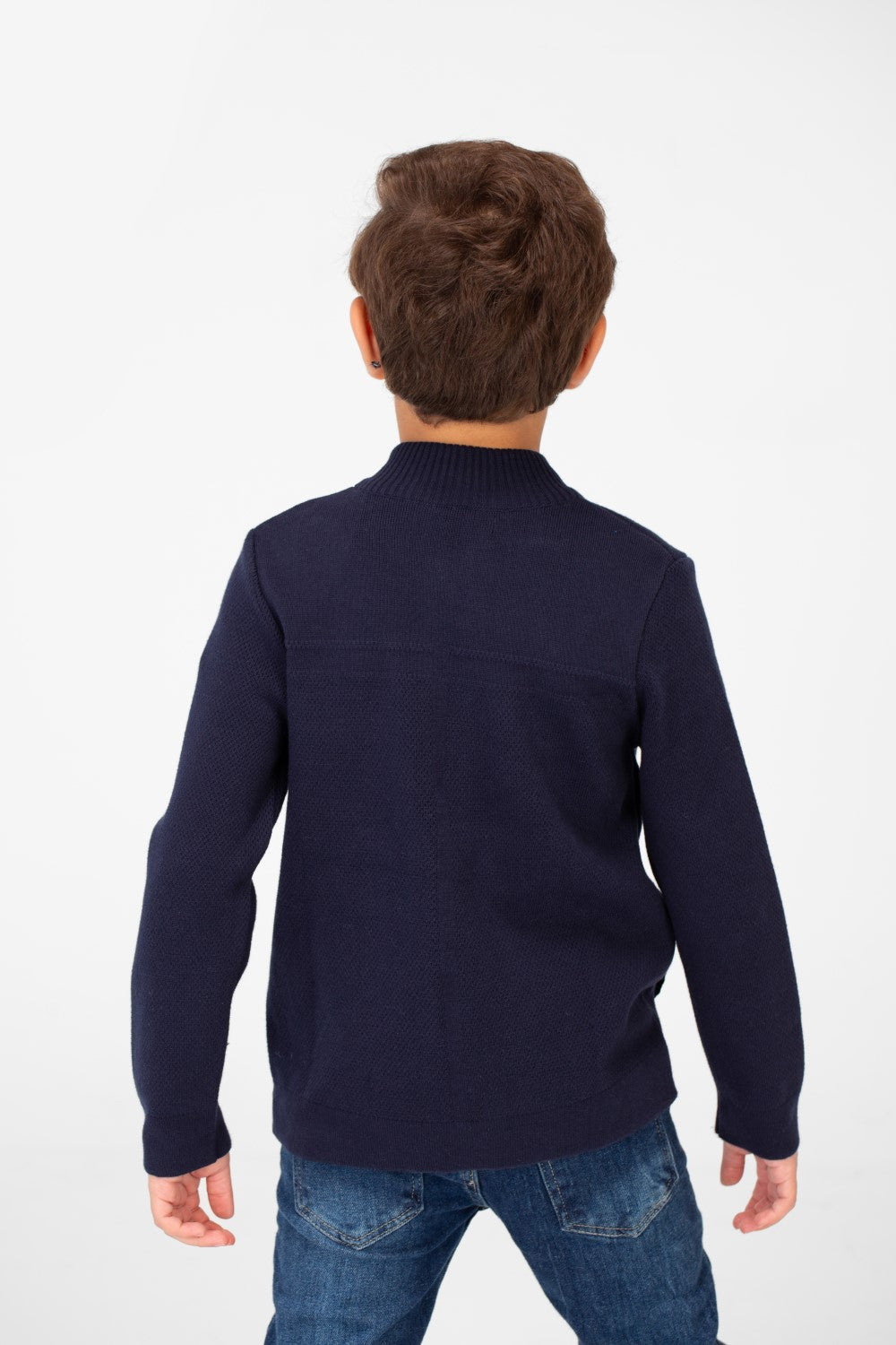 Boy's Cotton Pullover With Full Zip Closure And Pockets