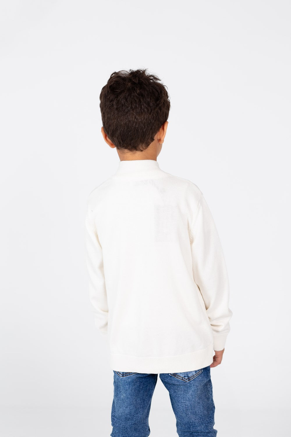 Boy's Pullover Sweater With Front Zipper And Long Sleeves