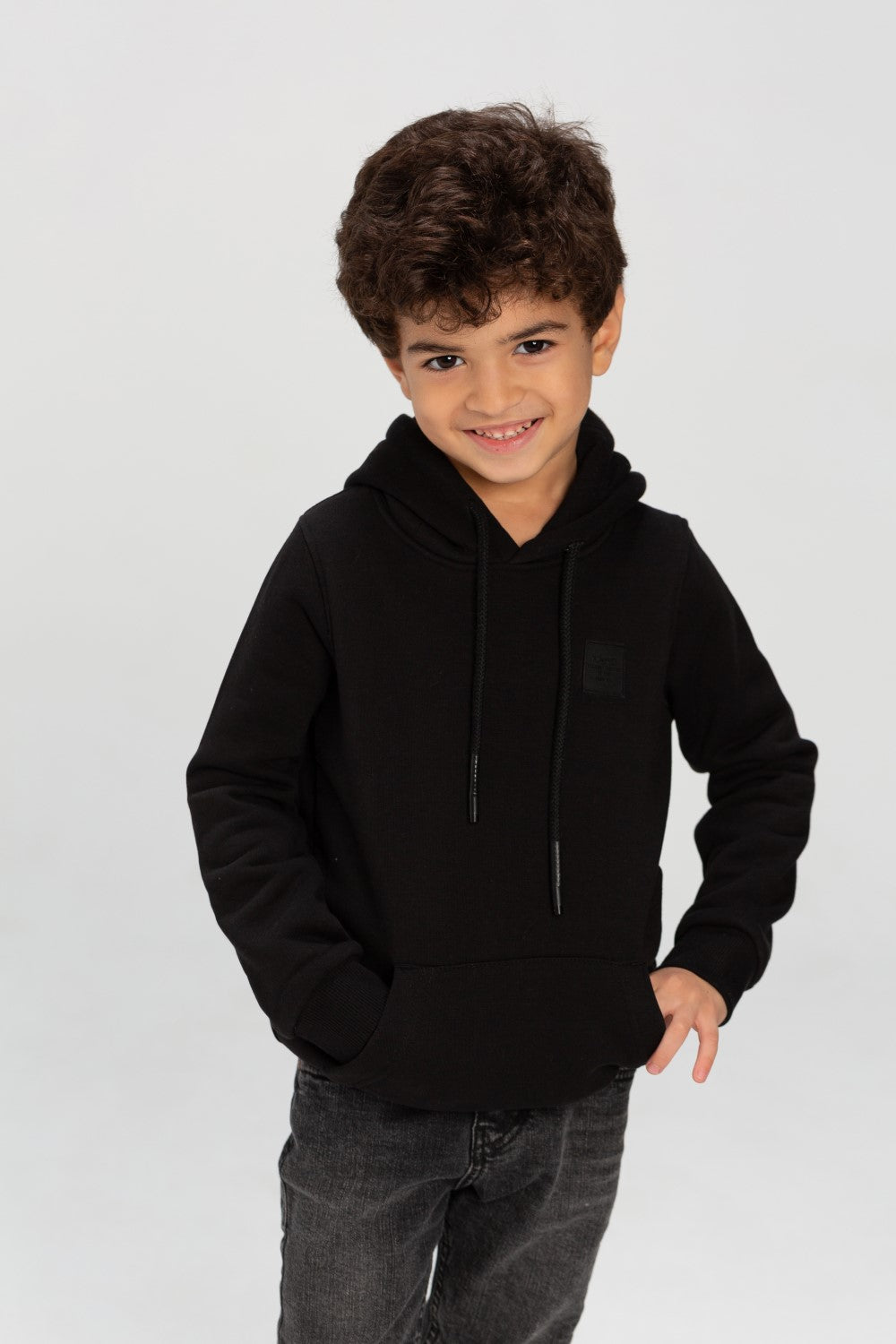 Boy's Slim Fit Hoodie Made Of Comfort Melton Padded Basic Sweatshirt