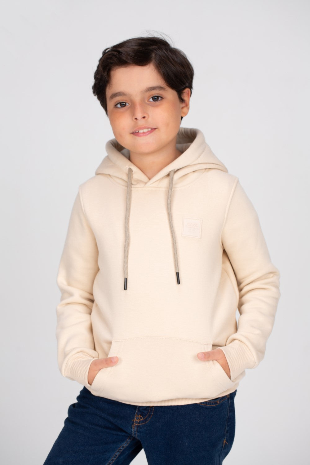 Boy's Slim Fit Hoodie Made Of Comfort Melton Padded Basic Sweatshirt