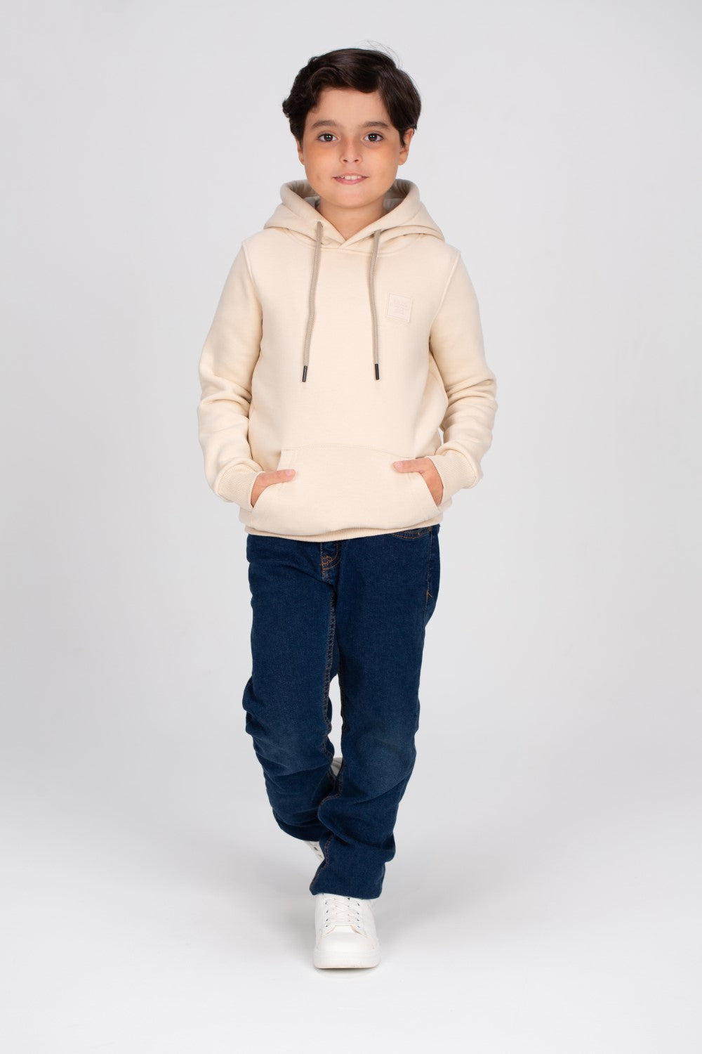 Boy's Slim Fit Hoodie Made Of Comfort Melton Padded Basic Sweatshirt