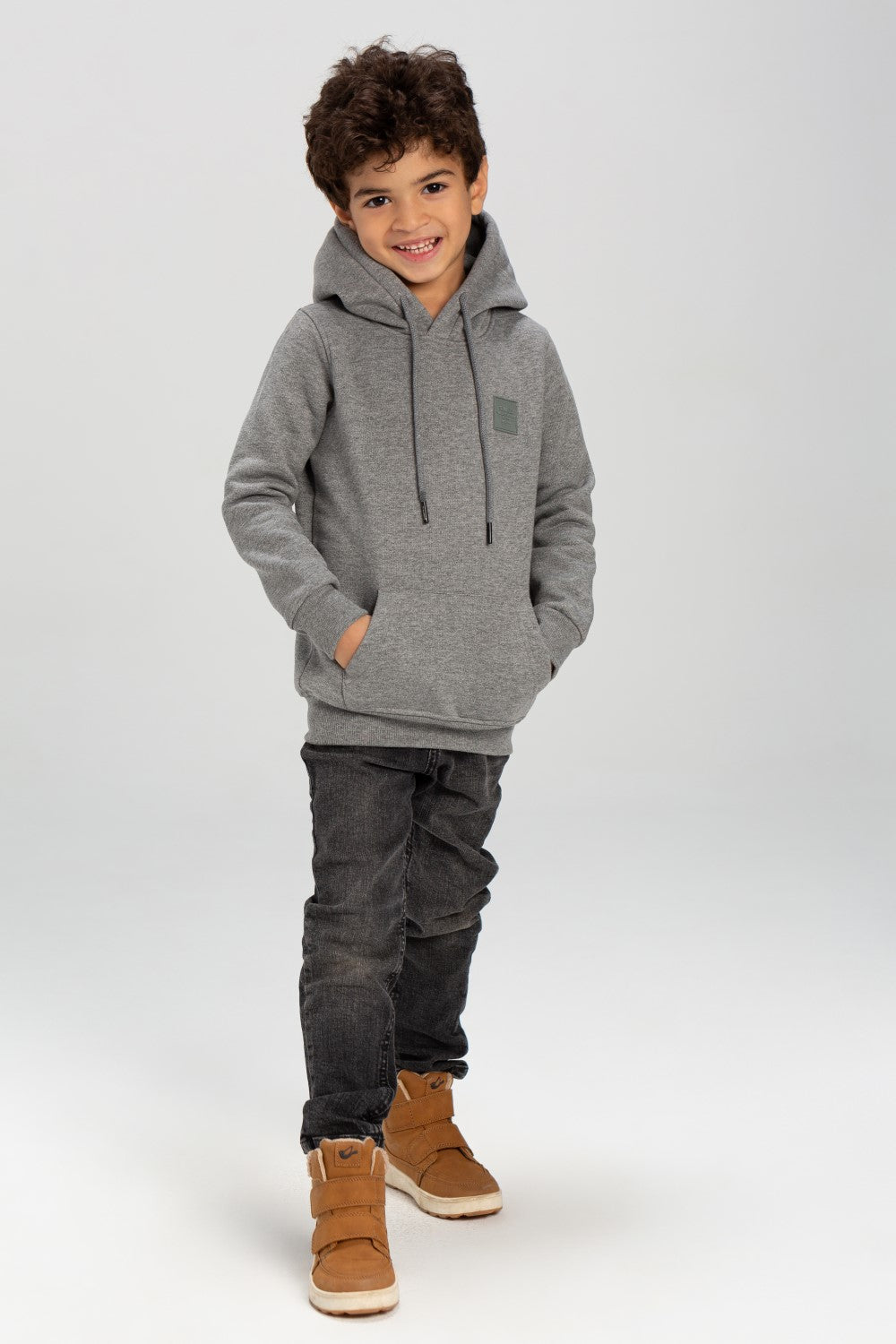 Boy's Slim Fit Hoodie Made Of Comfort Melton Padded Basic Sweatshirt