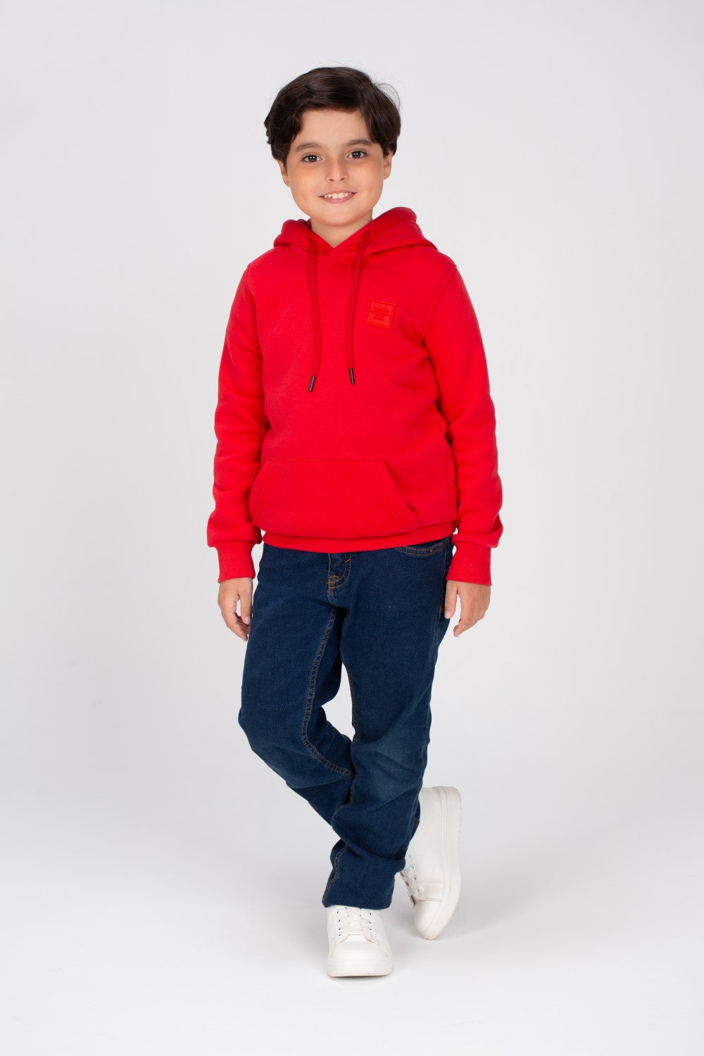 Boy's Slim Fit Hoodie Made Of Comfort Melton Padded Basic Sweatshirt