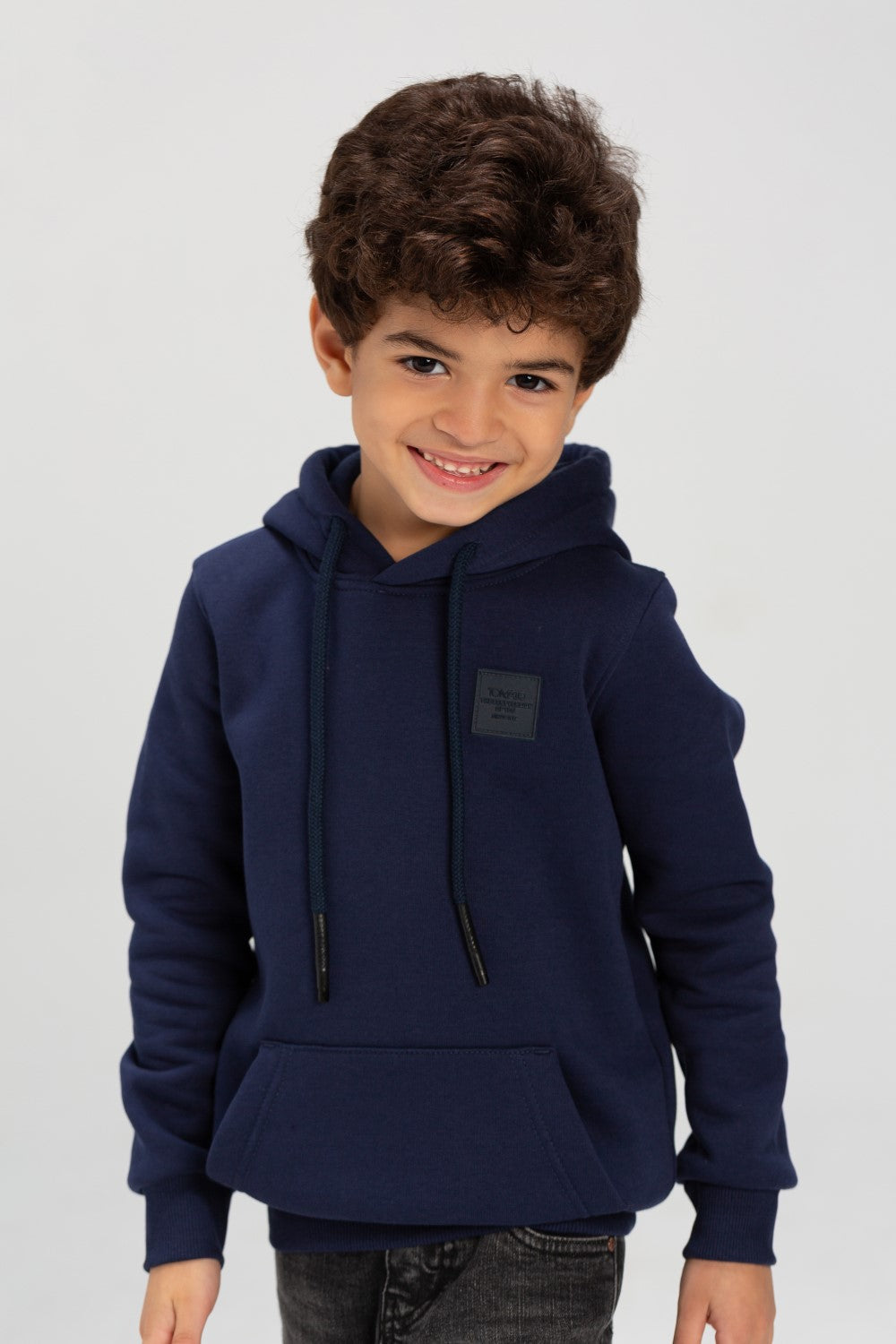 Boy's Slim Fit Hoodie Made Of Comfort Melton Padded Basic Sweatshirt