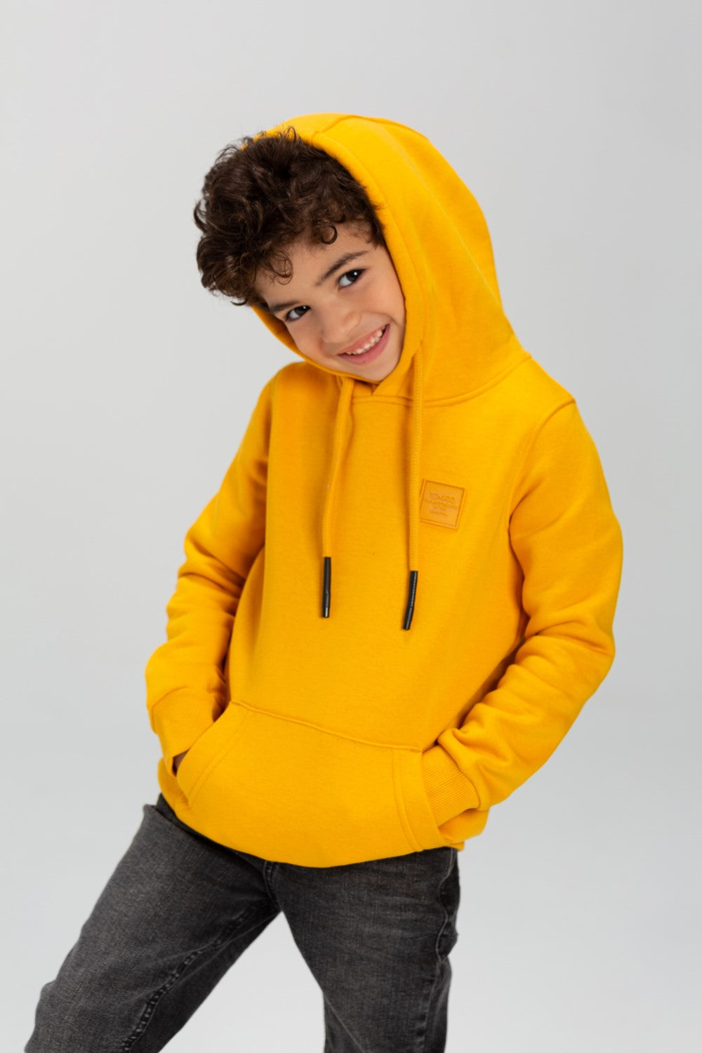 Boy's Slim Fit Hoodie Made Of Comfort Melton Padded Basic Sweatshirt