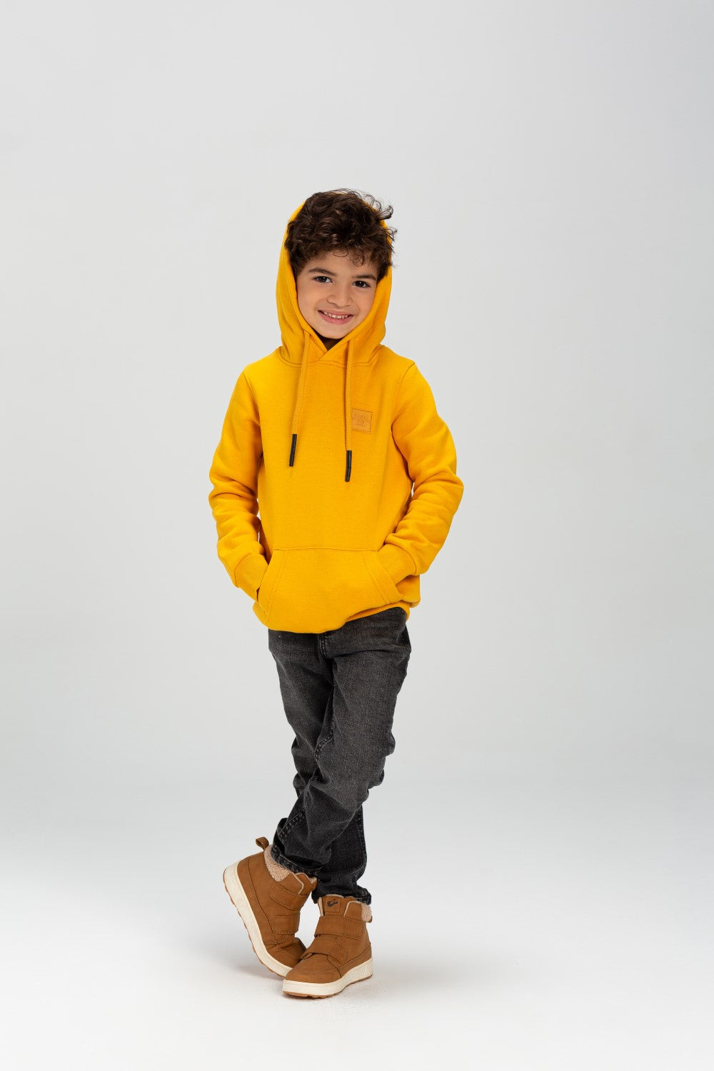 Boy's Slim Fit Hoodie Made Of Comfort Melton Padded Basic Sweatshirt