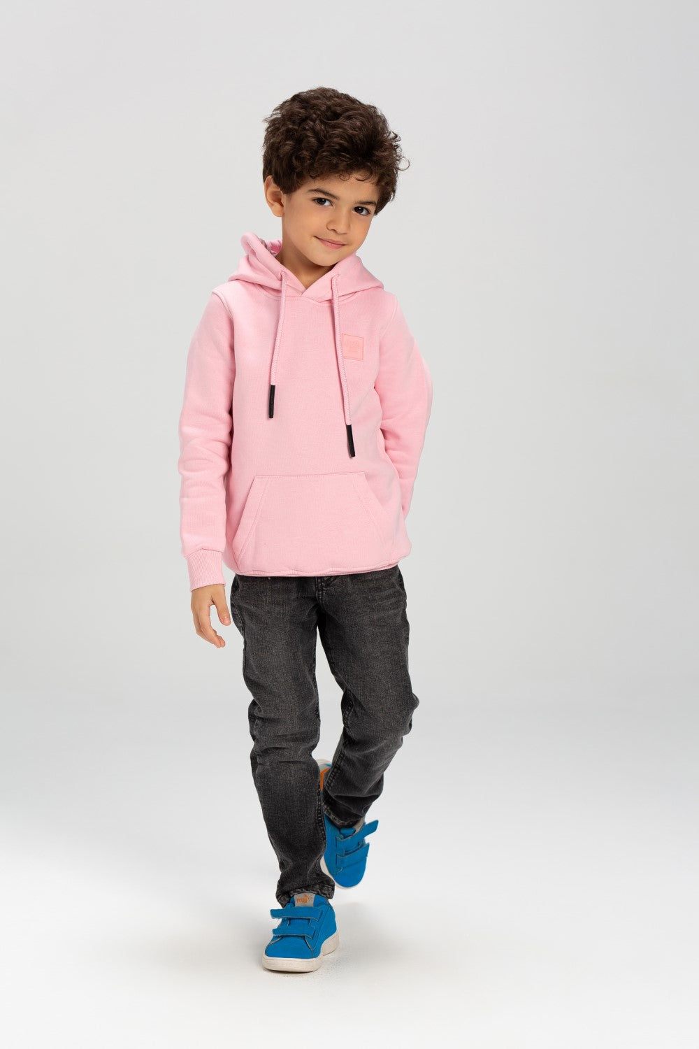 Boy's Slim Fit Hoodie Made Of Comfort Melton Padded Basic Sweatshirt