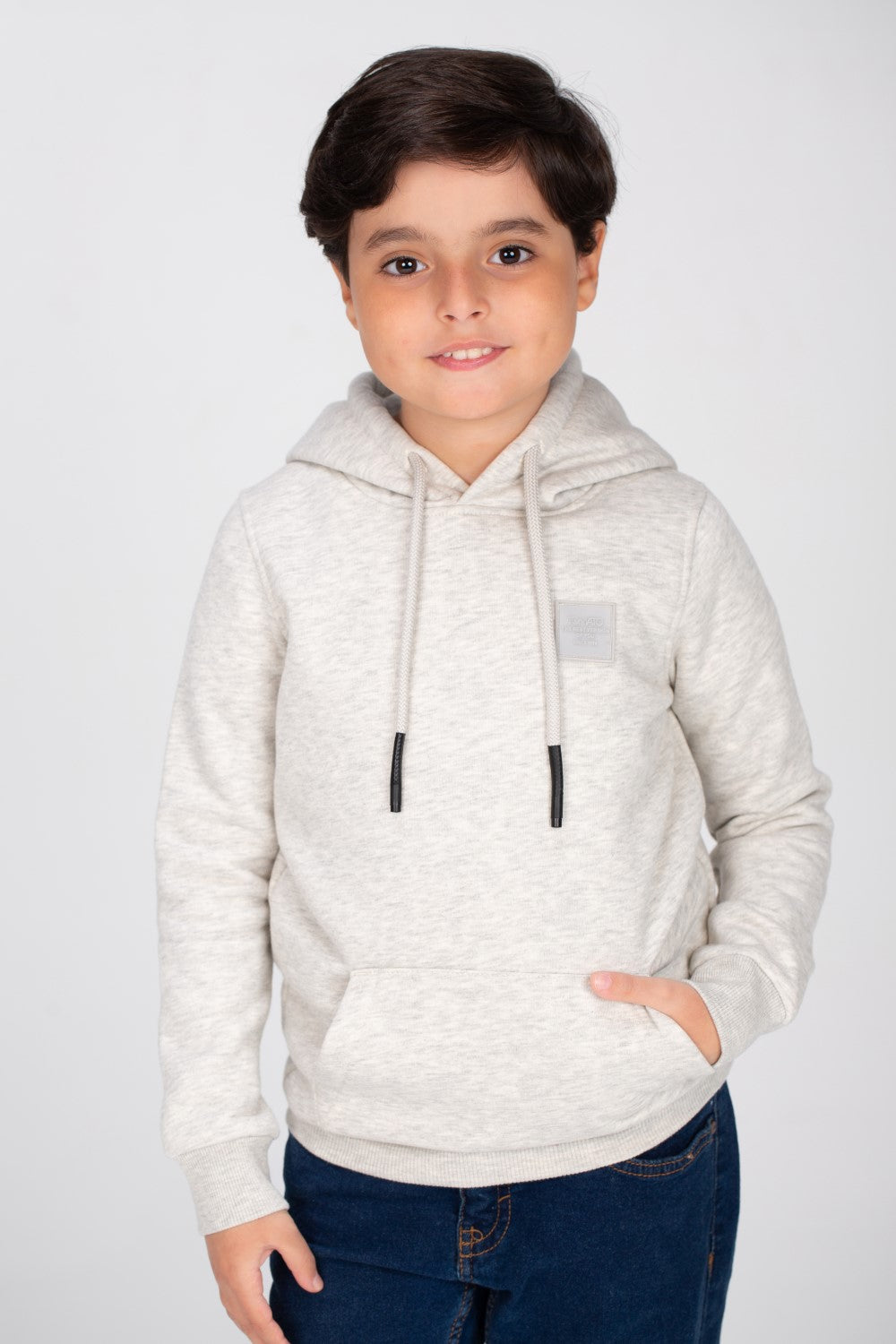 Boy's Slim Fit Hoodie Made Of Comfort Melton Padded Basic Sweatshirt