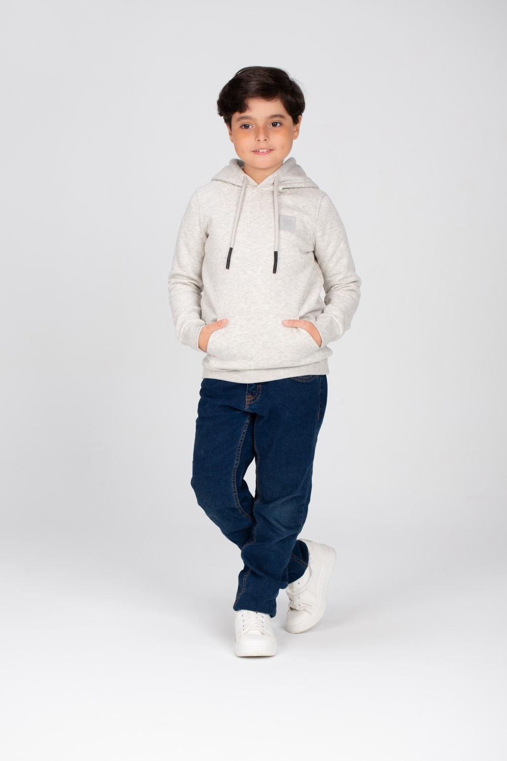 Boy's Slim Fit Hoodie Made Of Comfort Melton Padded Basic Sweatshirt