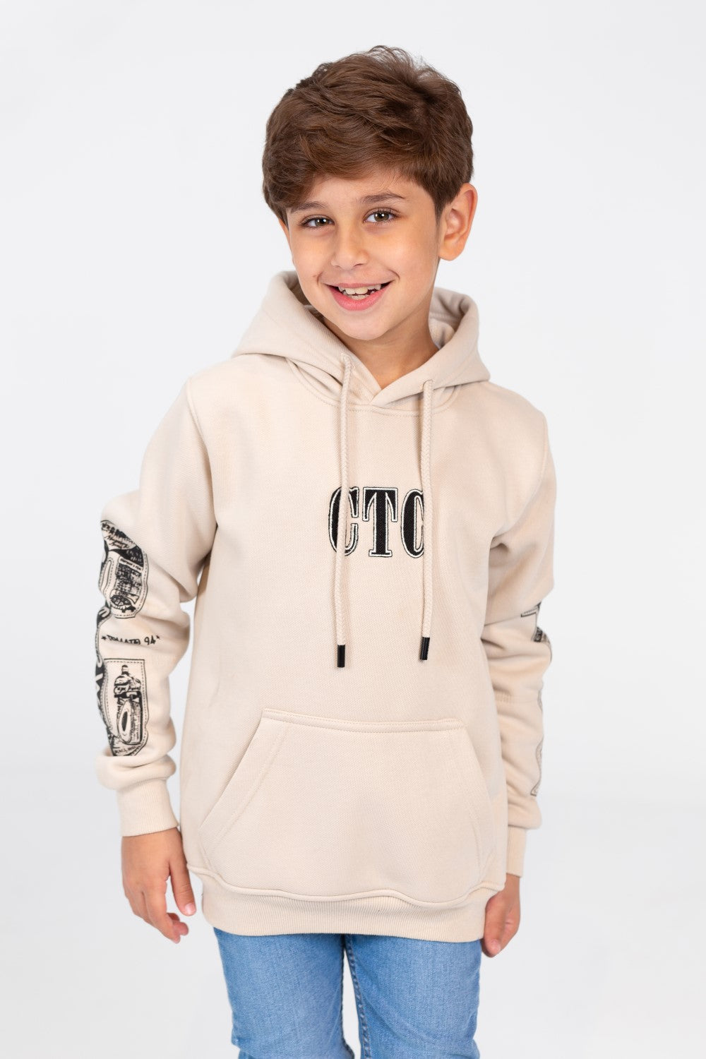 Boy's Hoodie Sweatshirt With Front And Shoulder Print