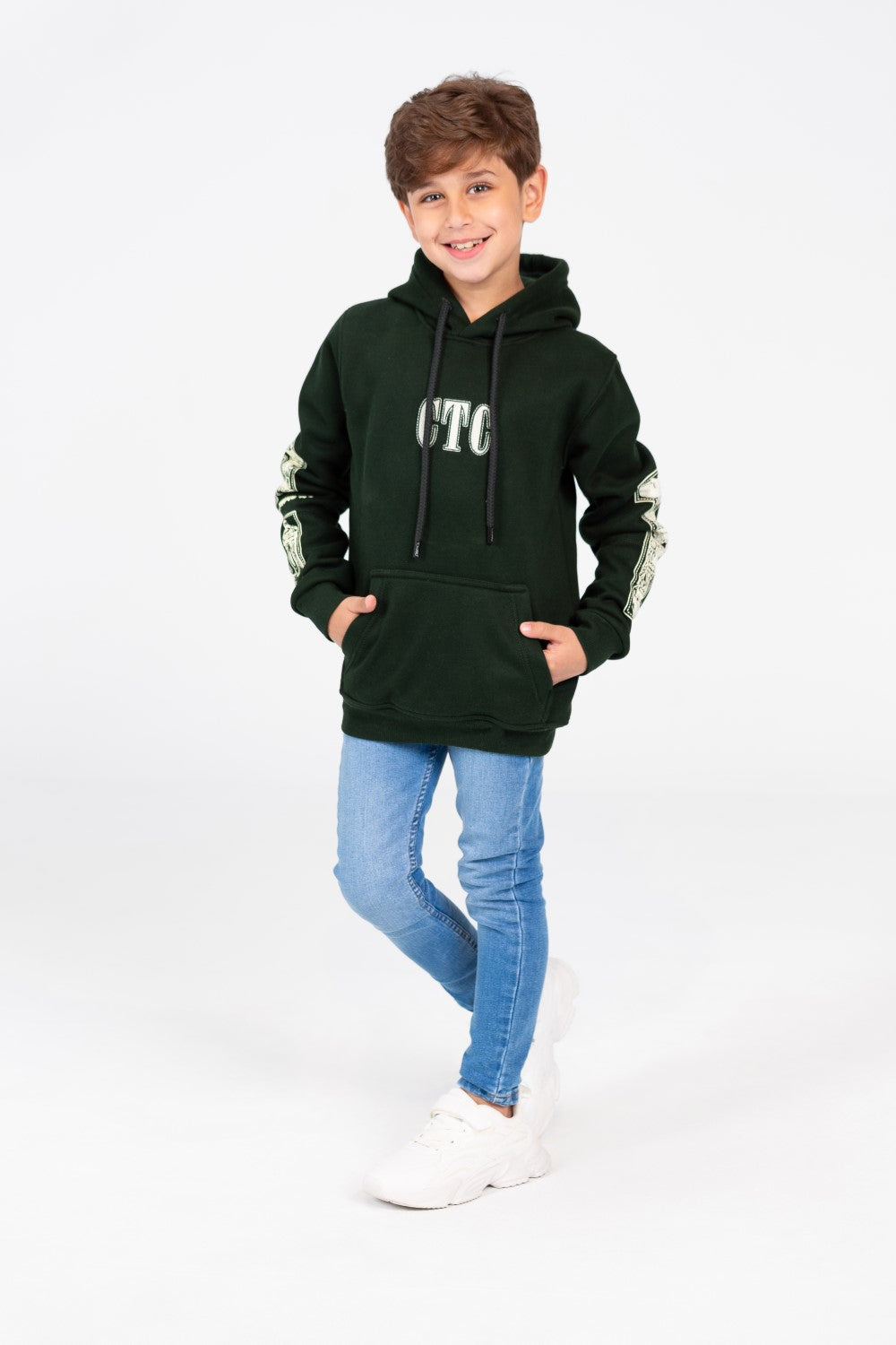 Boy's Hoodie Sweatshirt With Front And Shoulder Print