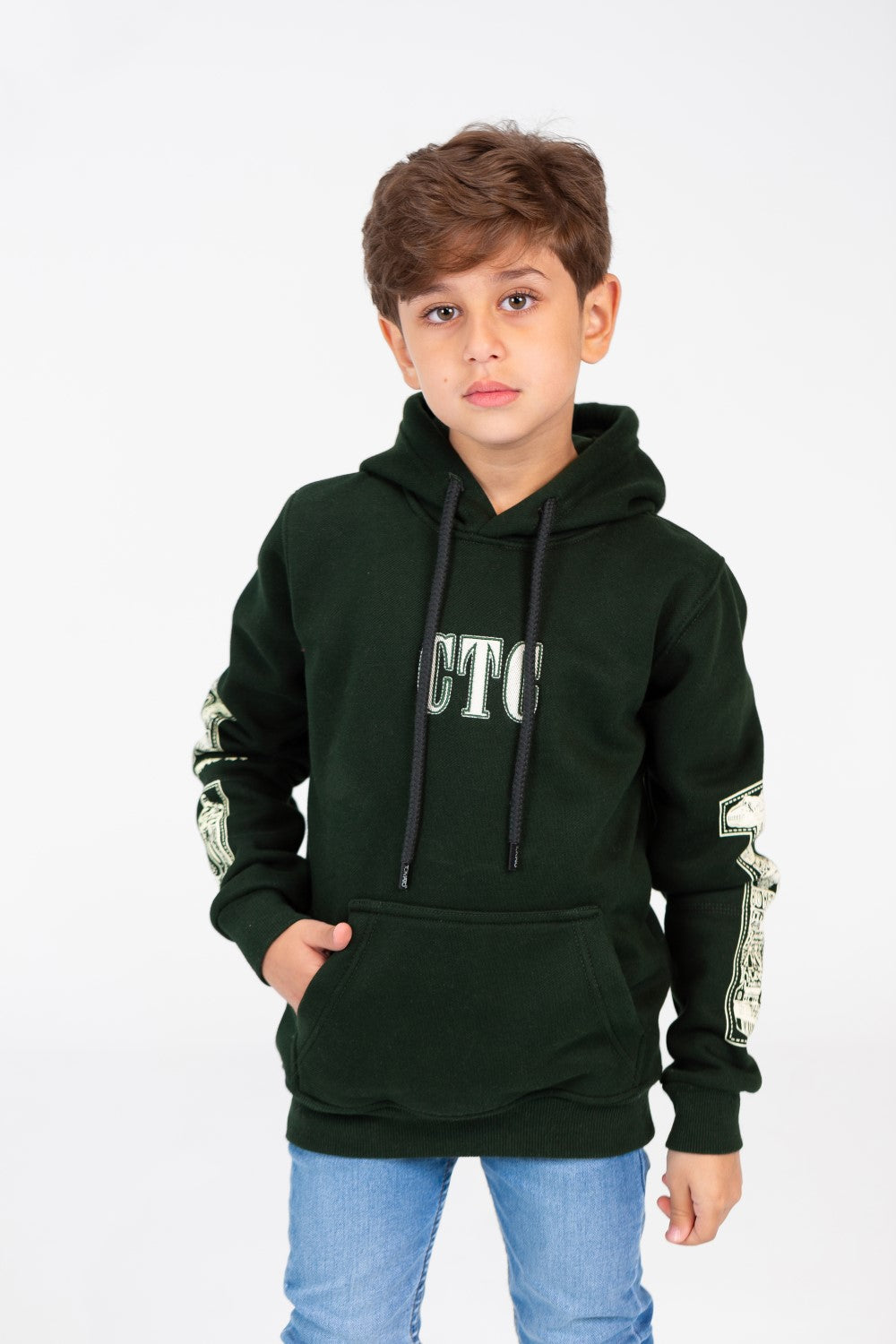 Boy's Hoodie Sweatshirt With Front And Shoulder Print