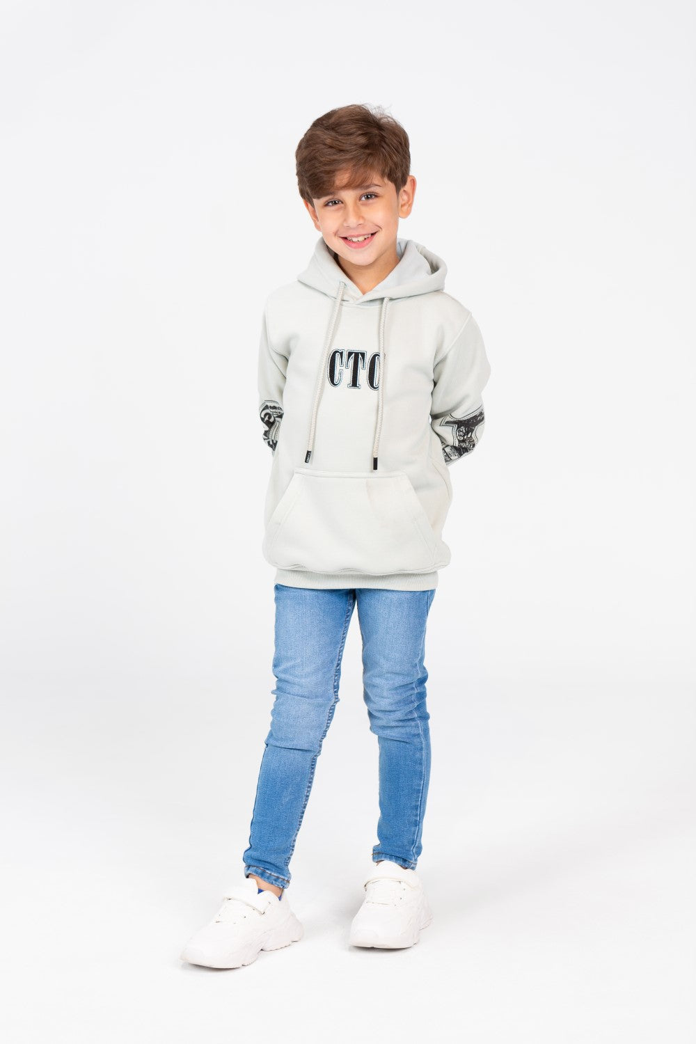 Boy's Hoodie Sweatshirt With Front And Shoulder Print