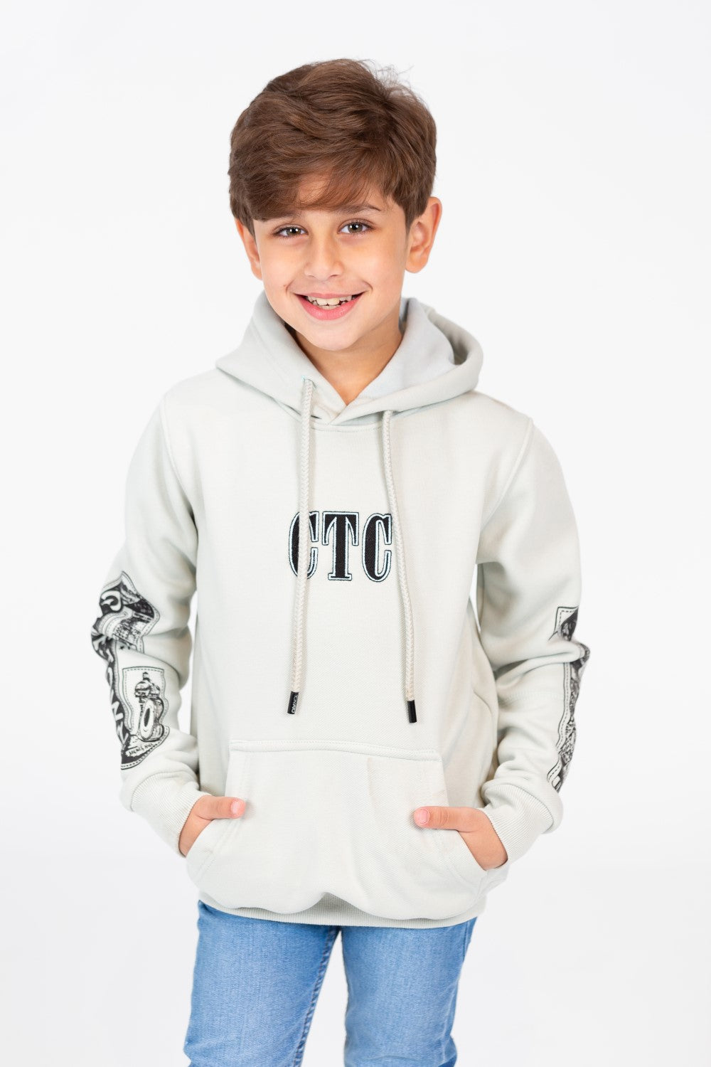 Boy's Hoodie Sweatshirt With Front And Shoulder Print
