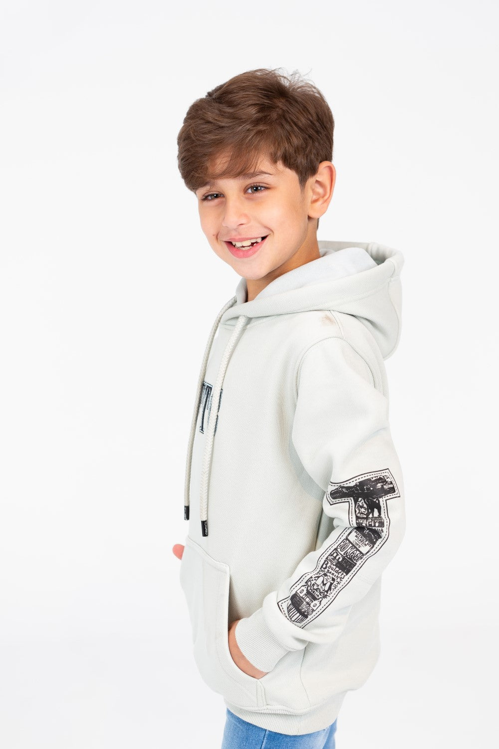 Boy's Hoodie Sweatshirt With Front And Shoulder Print