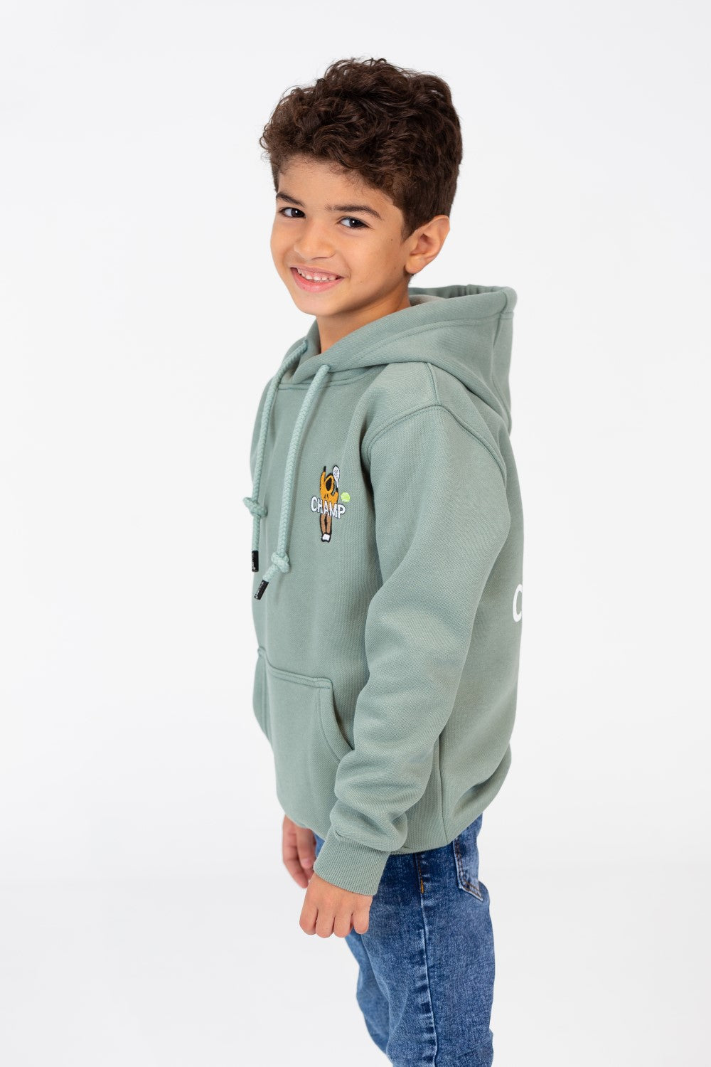 Boy's Hoodie With A Graphic Print And A Kangaroo Pocket On The Front
