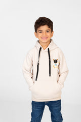 Boy's Hooded Sweatshirt With Front Print And Kangaroo Pocket