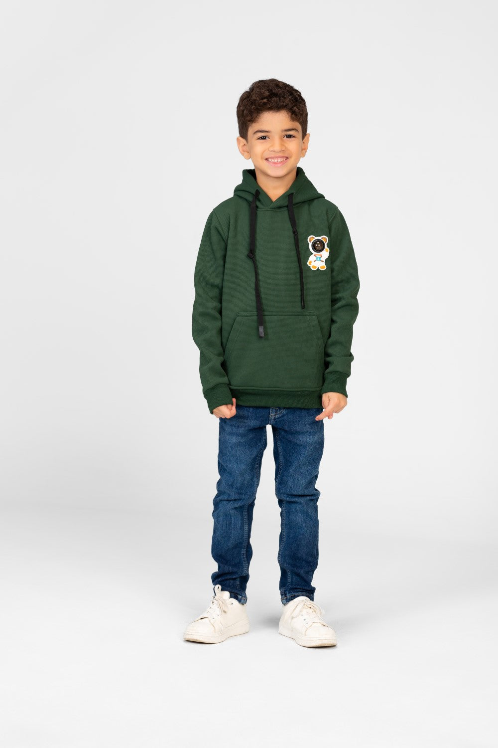 Boy's Hooded Sweatshirt With Front Print And Kangaroo Pocket