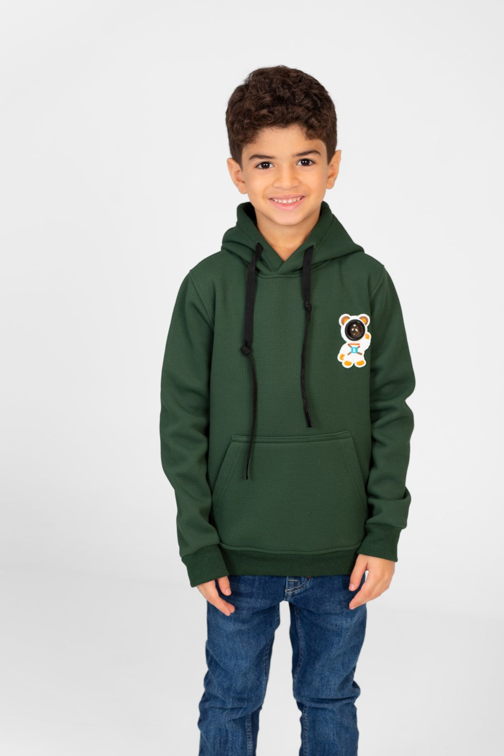 Boy's Hooded Sweatshirt With Front Print And Kangaroo Pocket