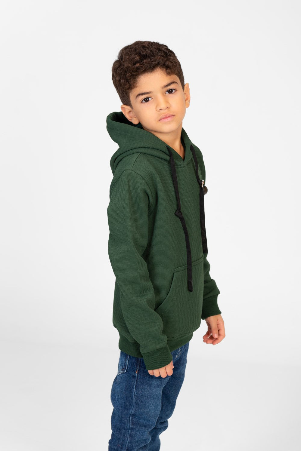 Boy's Hooded Sweatshirt With Front Print And Kangaroo Pocket