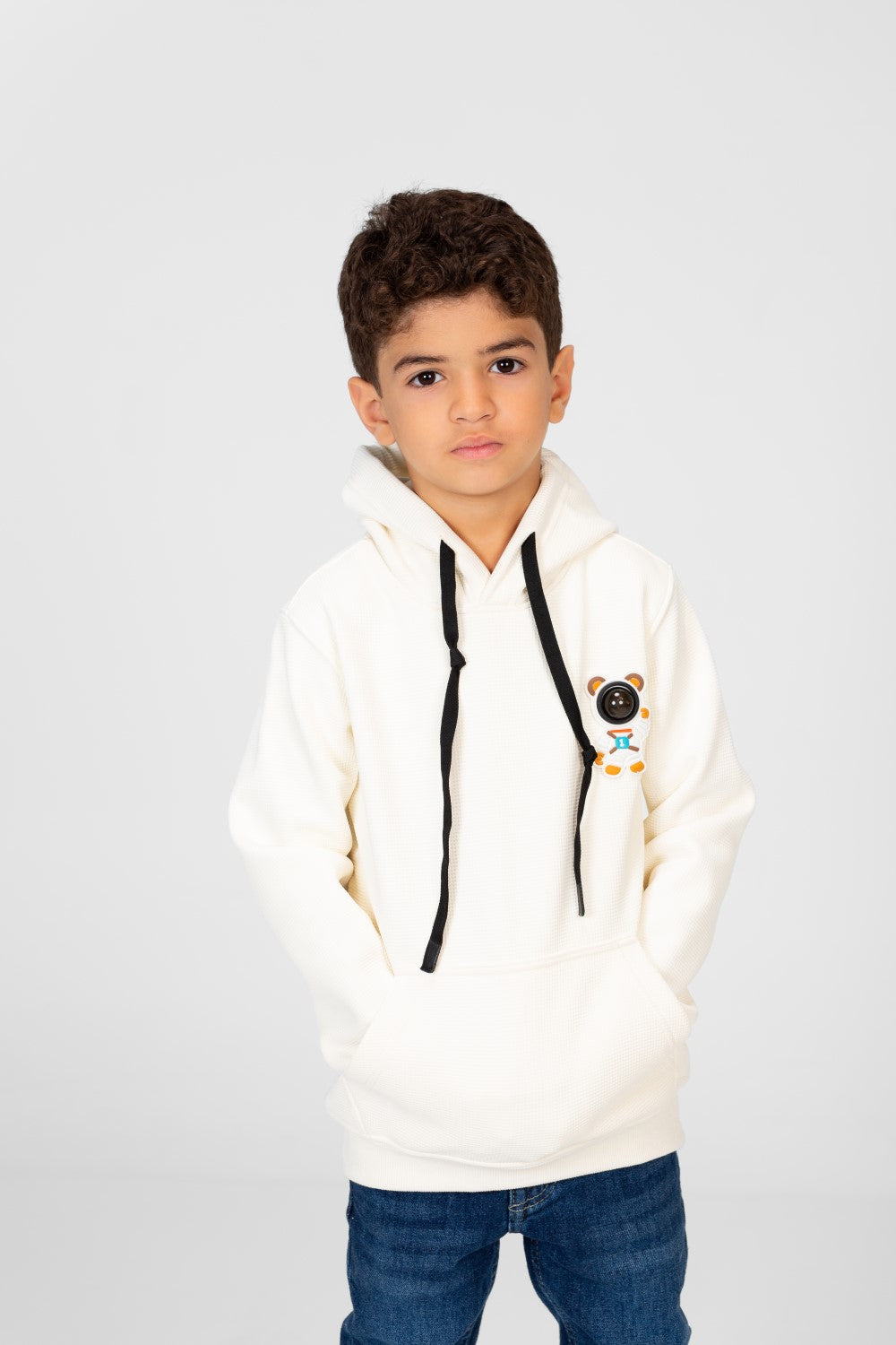 Boy's Hooded Sweatshirt With Front Print And Kangaroo Pocket