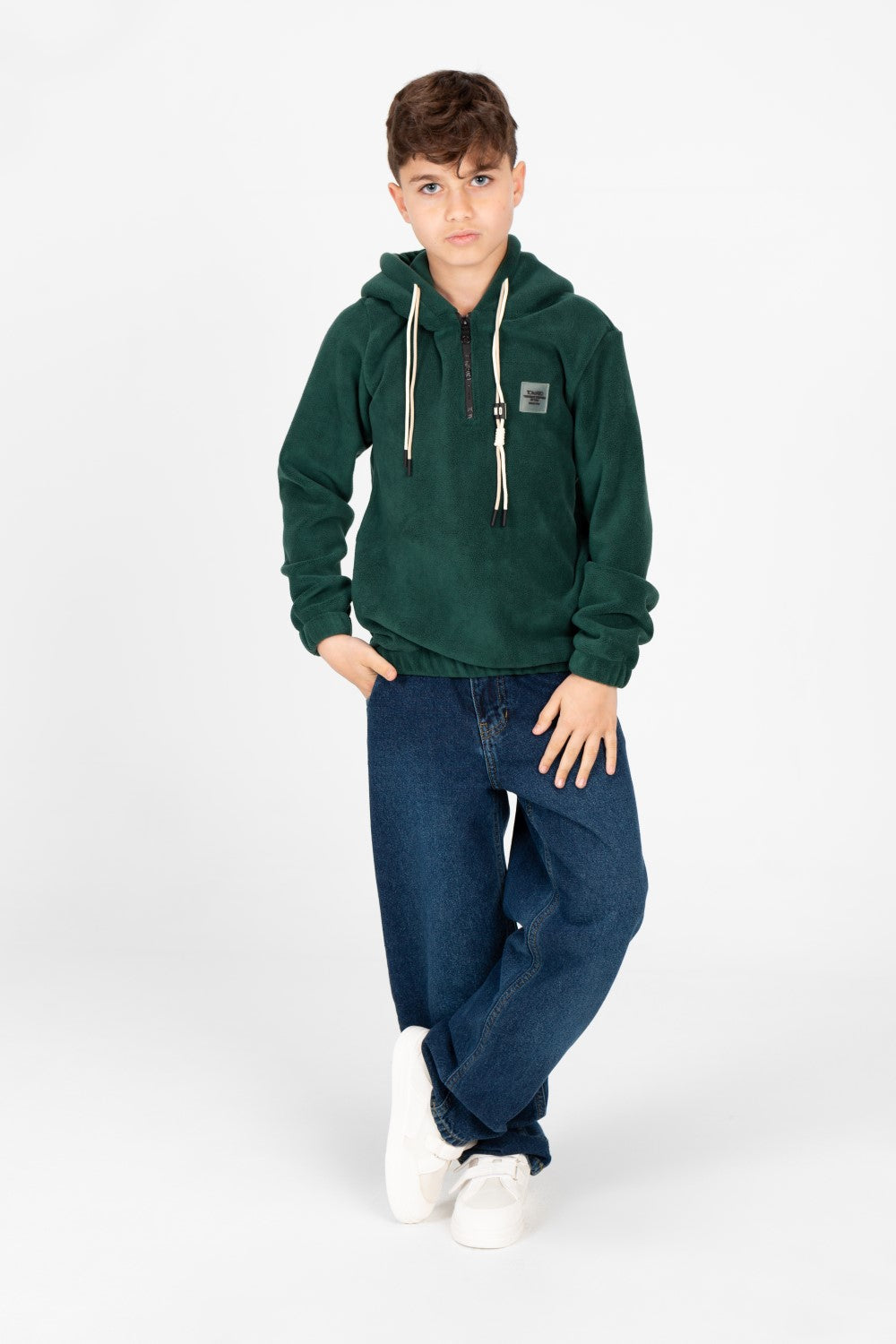 Boy's Tomato Half Zip Hooded Sweatshirt