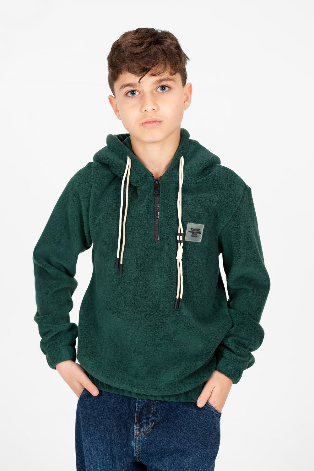Boy's Tomato Half Zip Hooded Sweatshirt
