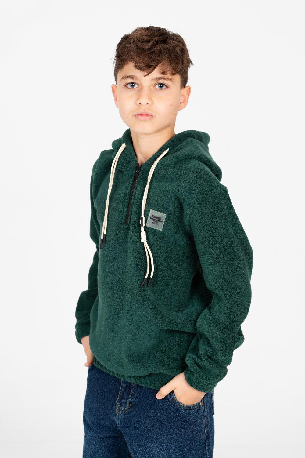 Boy's Tomato Half Zip Hooded Sweatshirt