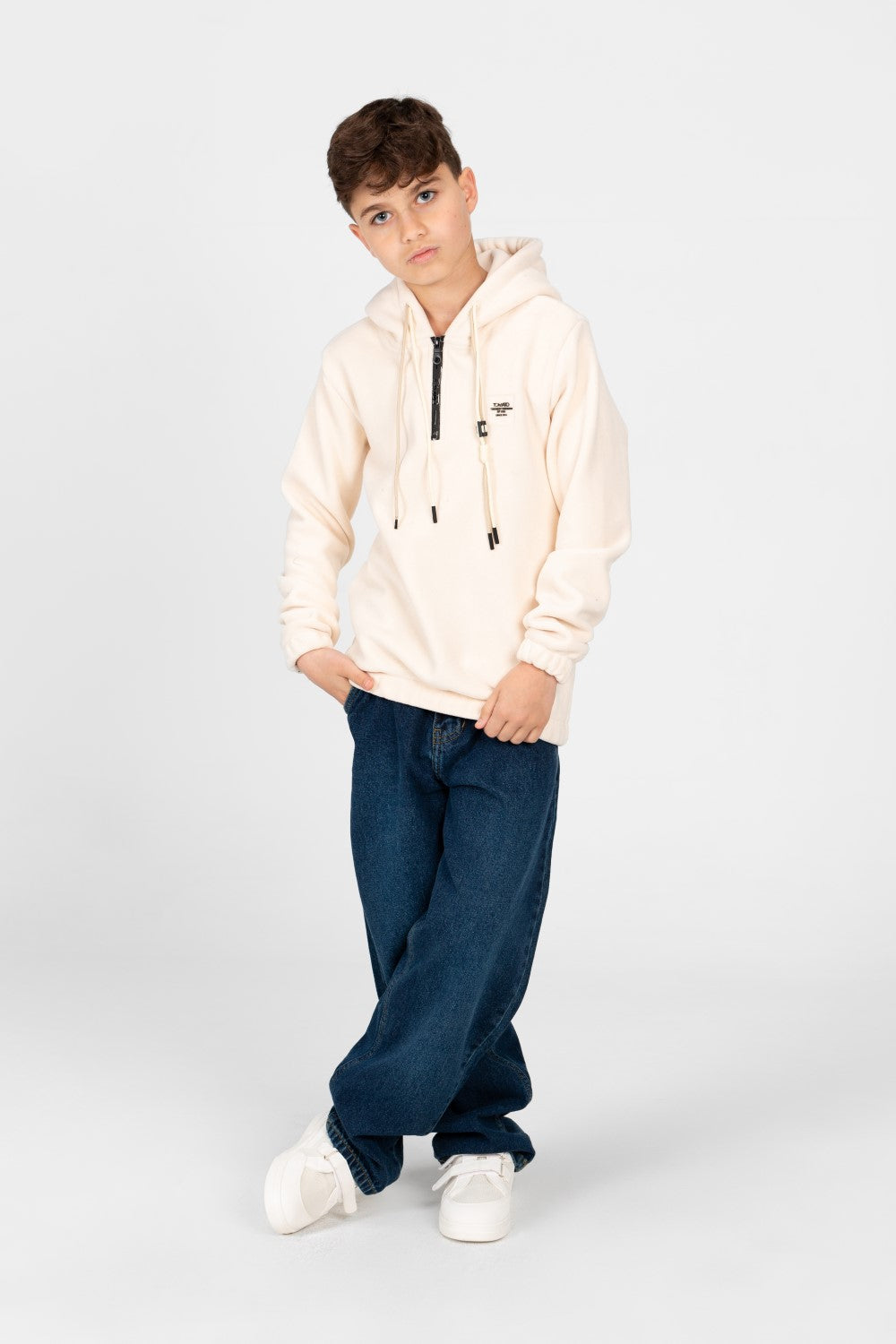 Boy's Tomato Half Zip Hooded Sweatshirt
