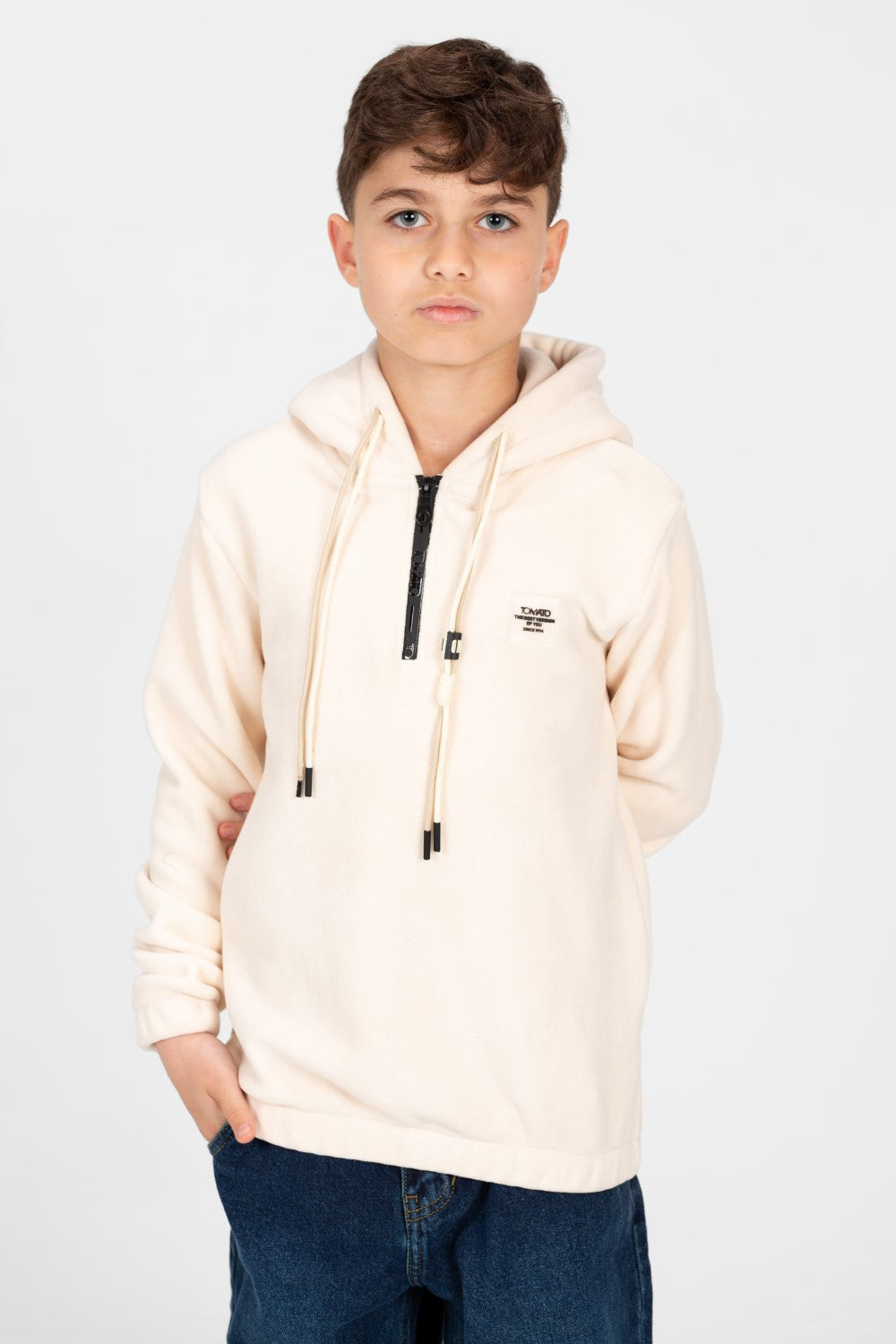 Boy's Tomato Half Zip Hooded Sweatshirt