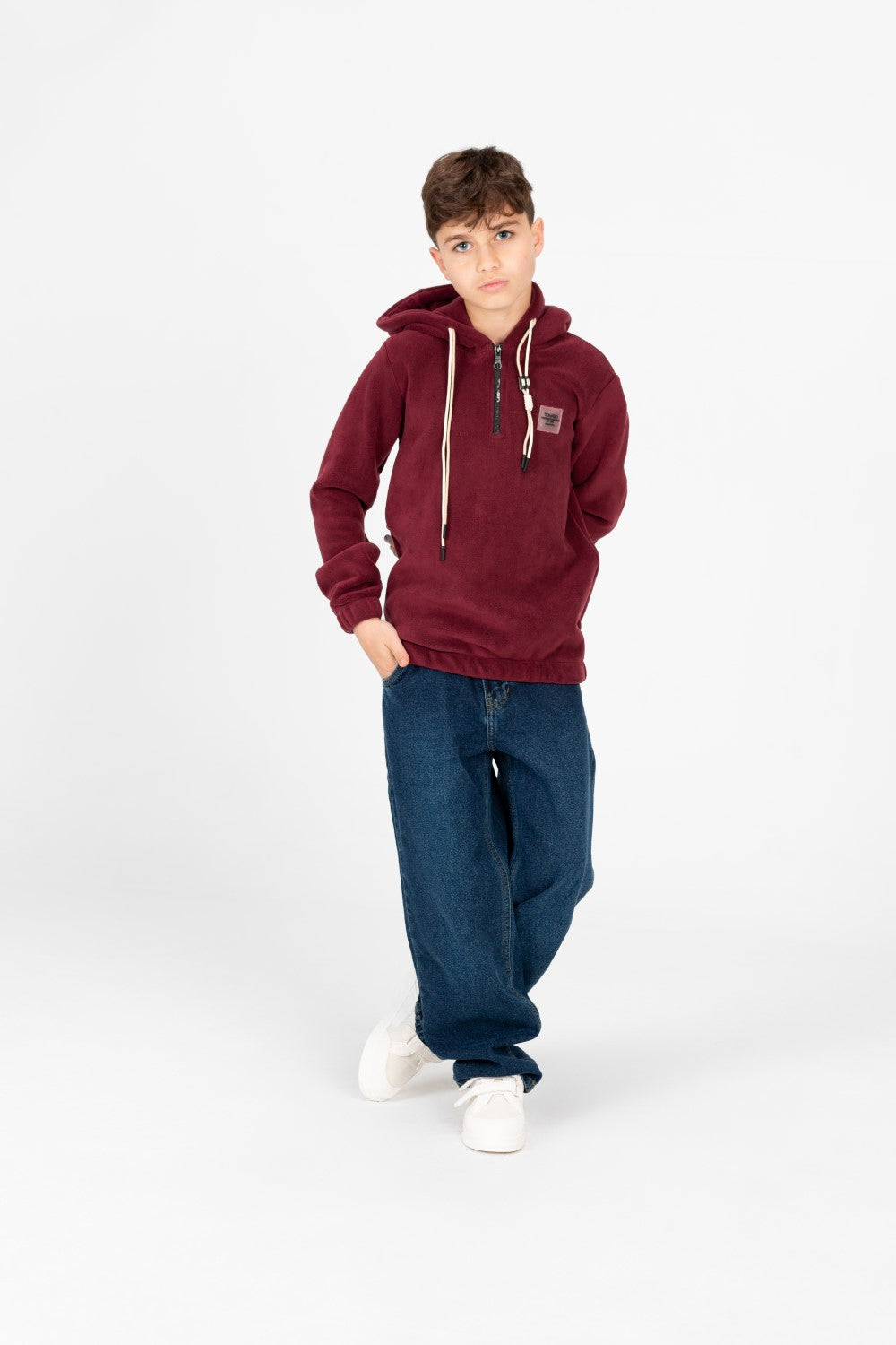 Boy's Tomato Half Zip Hooded Sweatshirt