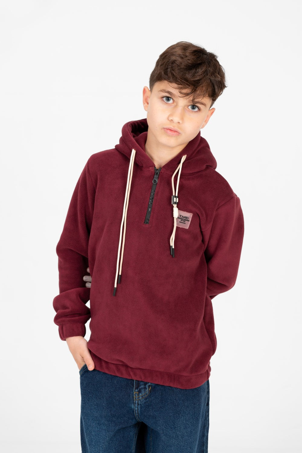 Boy's Tomato Half Zip Hooded Sweatshirt