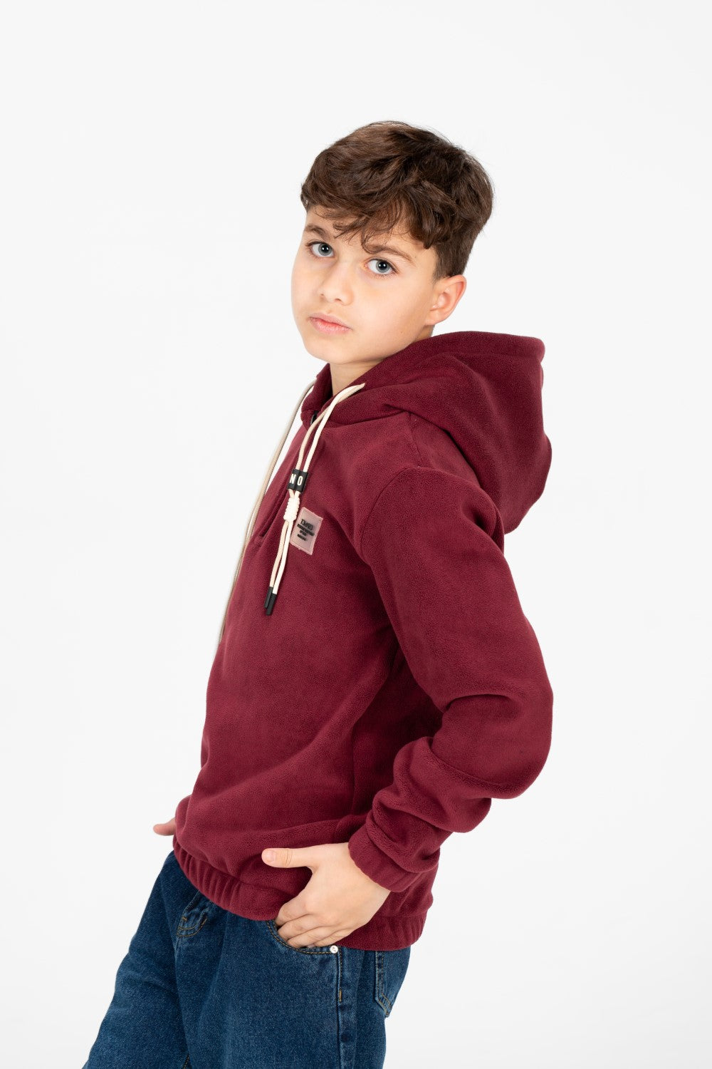 Boy's Tomato Half Zip Hooded Sweatshirt
