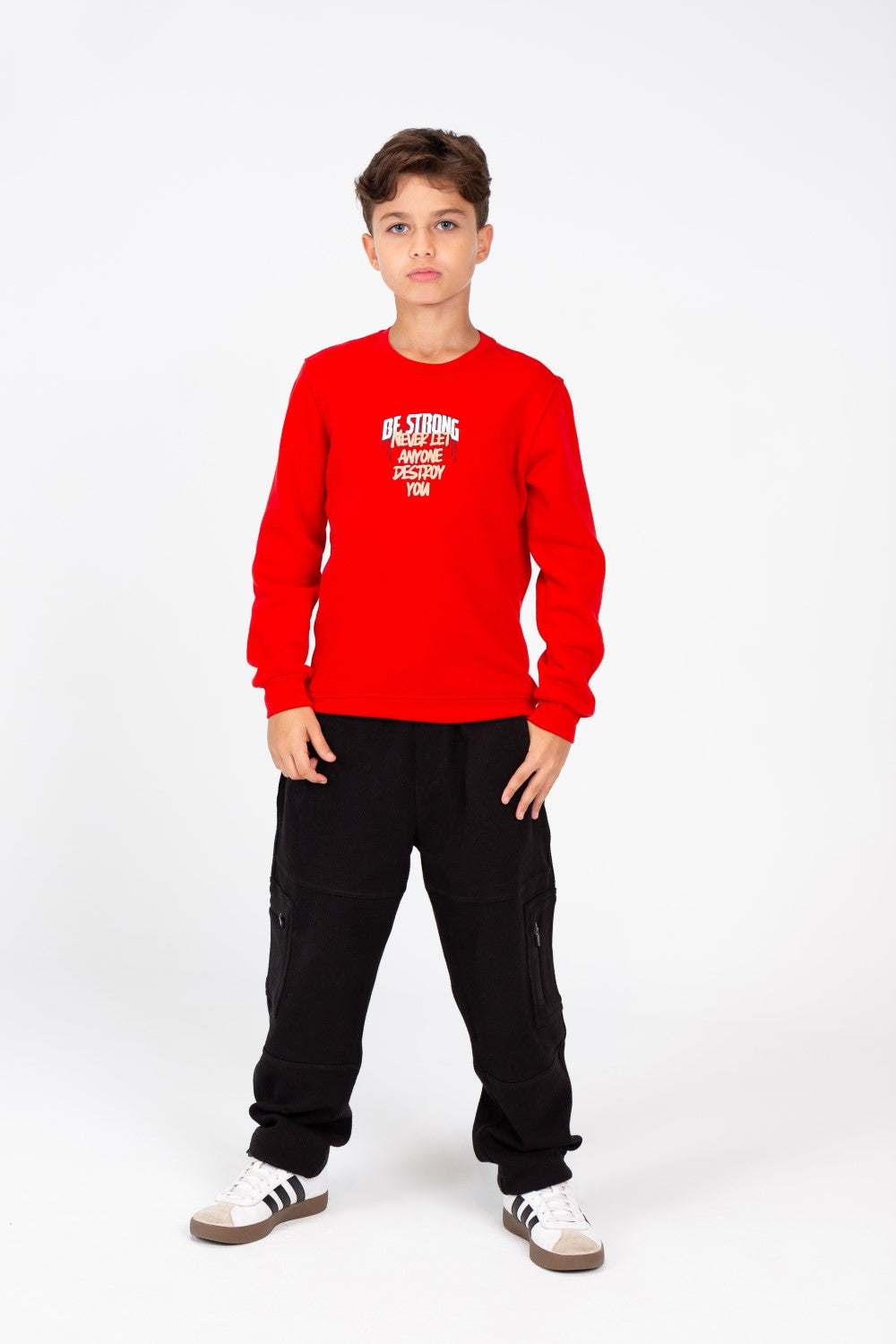Boy's Sweatshirt With A Round Neck And Front Print