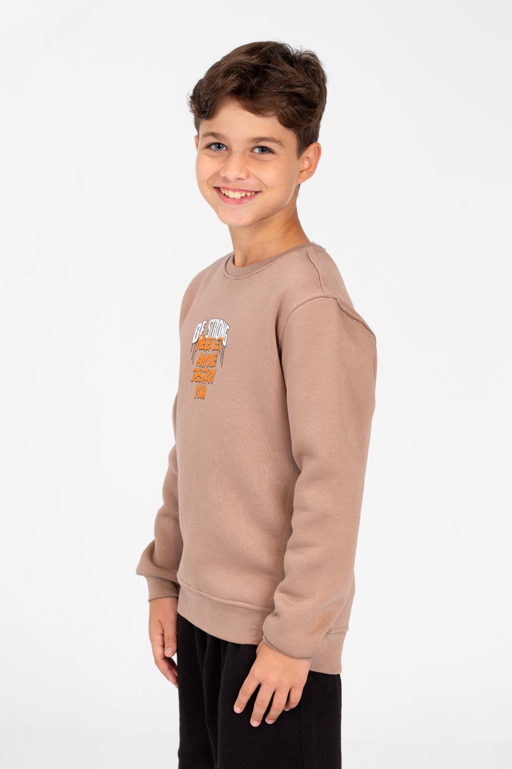 Boy's Sweatshirt With A Round Neck And Front Print