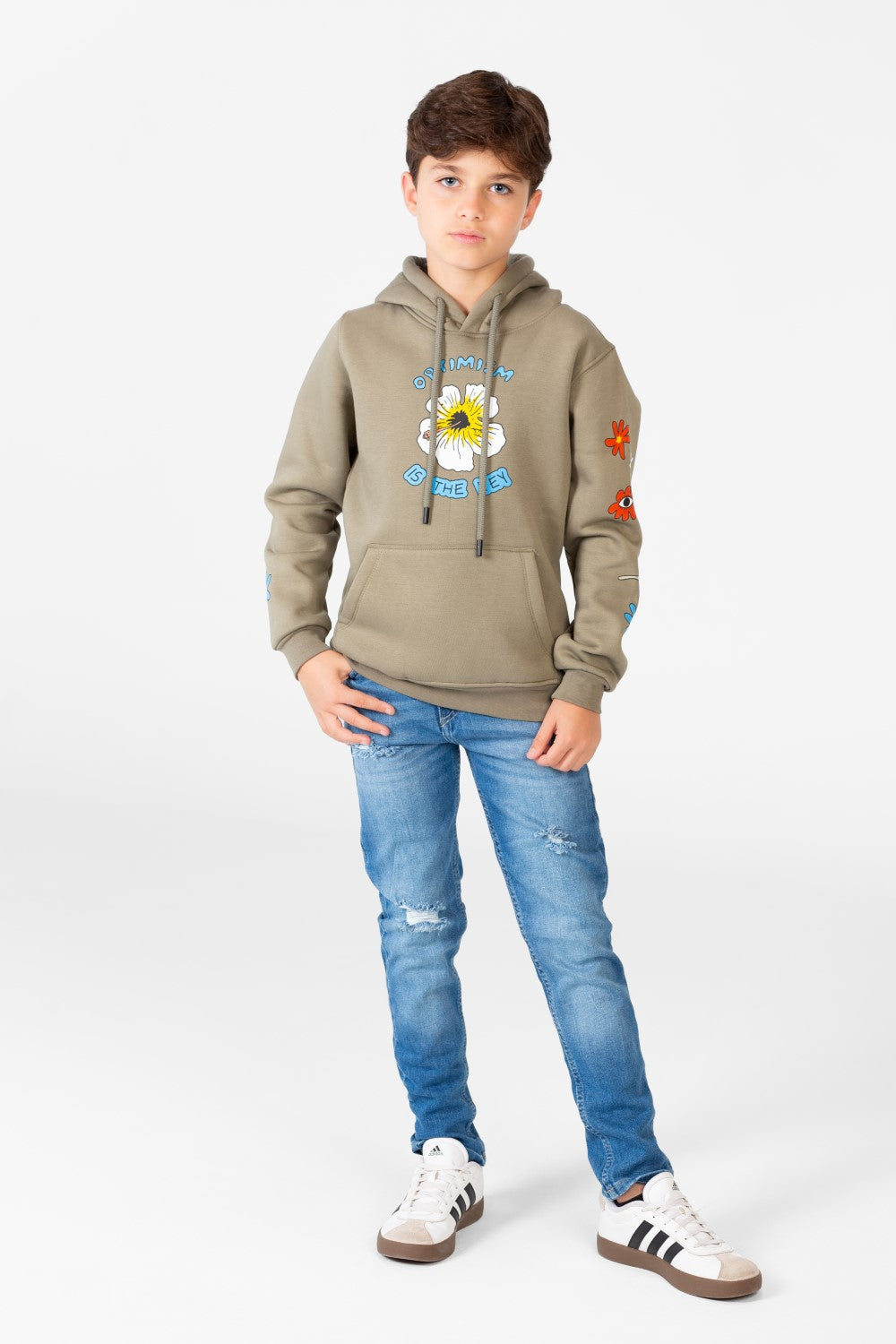 Boy's Hooded Sweatshirt With Front And Shoulder Print