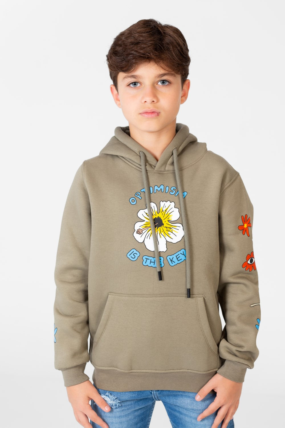 Boy's Hooded Sweatshirt With Front And Shoulder Print