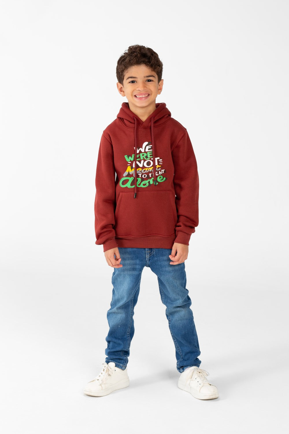 Boy's Hoodie Sweatshirt With Front Print And Long Sleeves