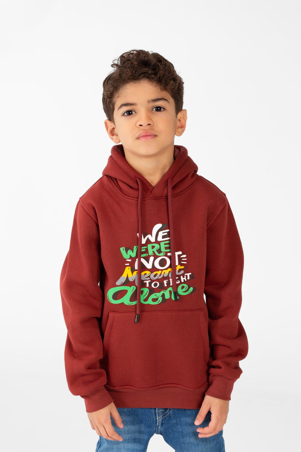 Boy's Hoodie Sweatshirt With Front Print And Long Sleeves