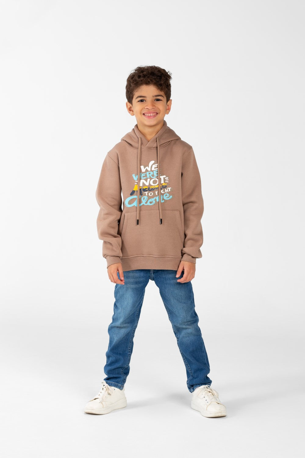 Boy's Hoodie Sweatshirt With Front Print And Long Sleeves