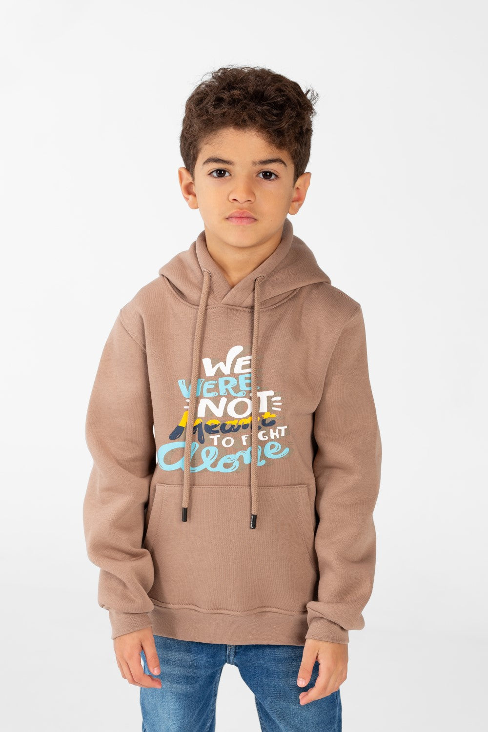 Boy's Hoodie Sweatshirt With Front Print And Long Sleeves