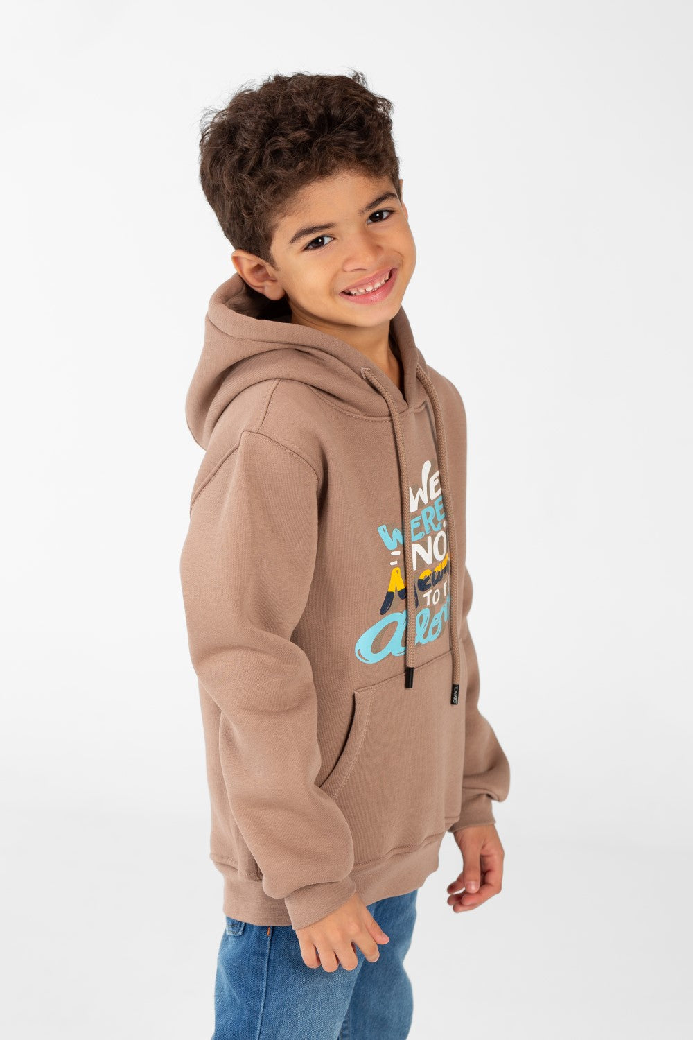 Boy's Hoodie Sweatshirt With Front Print And Long Sleeves