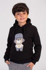 Boy's Hoodie Front Printed Hooded Comfort Melton Padded Sweatshirt Perfect For Chilly Days